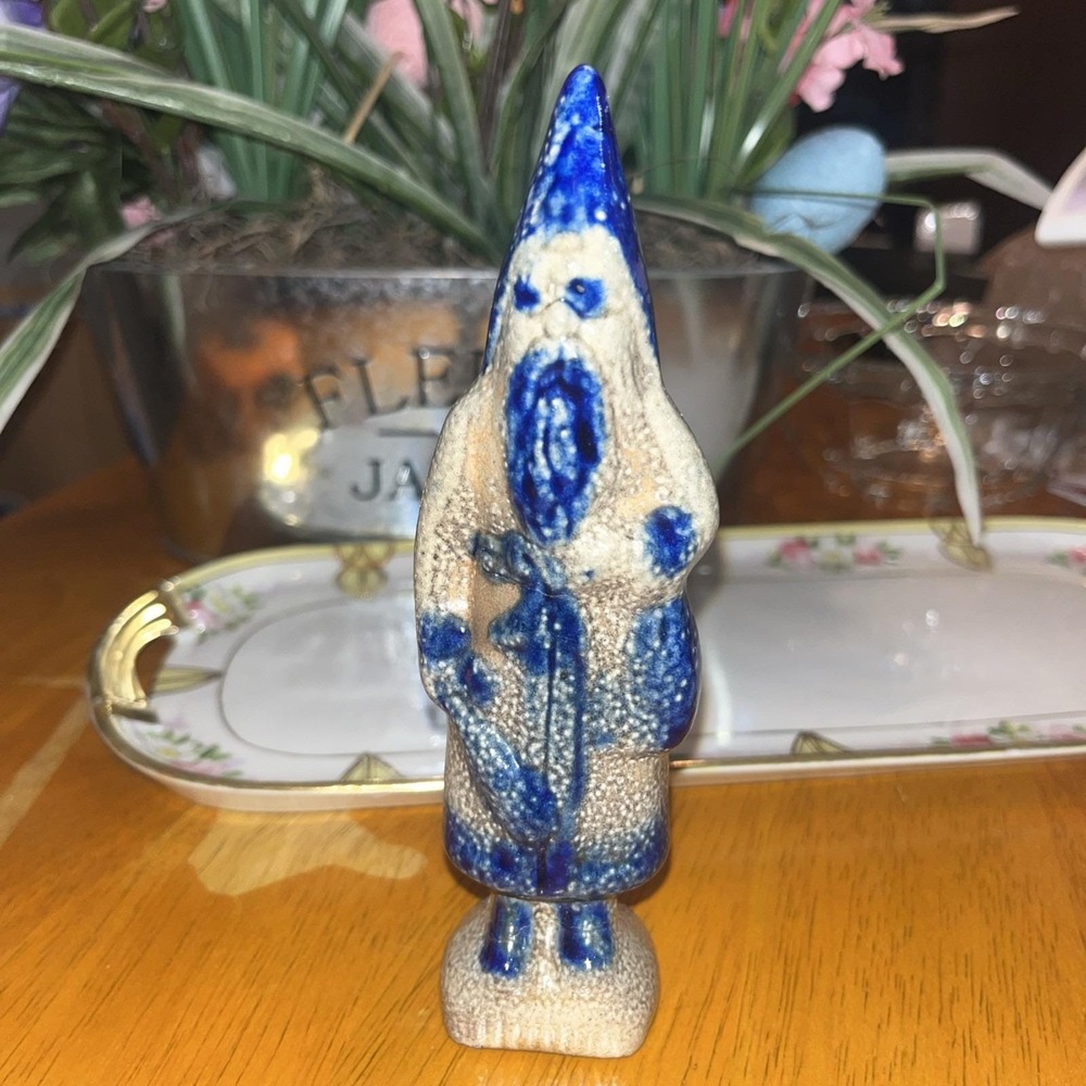 Vtg Blue Beaumont Brothers BBP Pottery 1991 Old World Santa Salt Glazed  6.5"